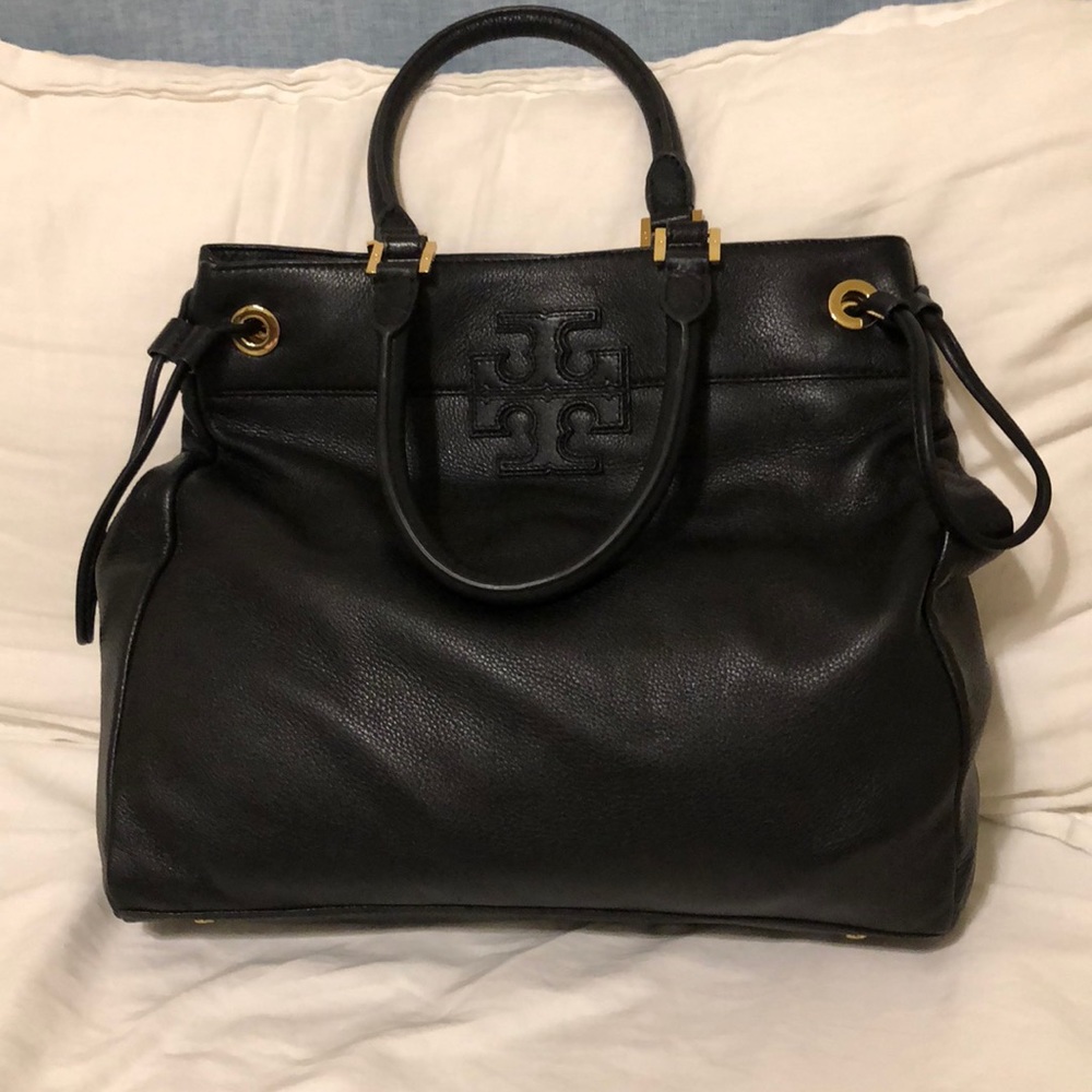 Tory Burch purse, black leather + gold details